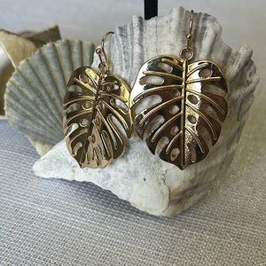 Monstera earrings Leaf earring Nature inspired floral leaves Hook earrings